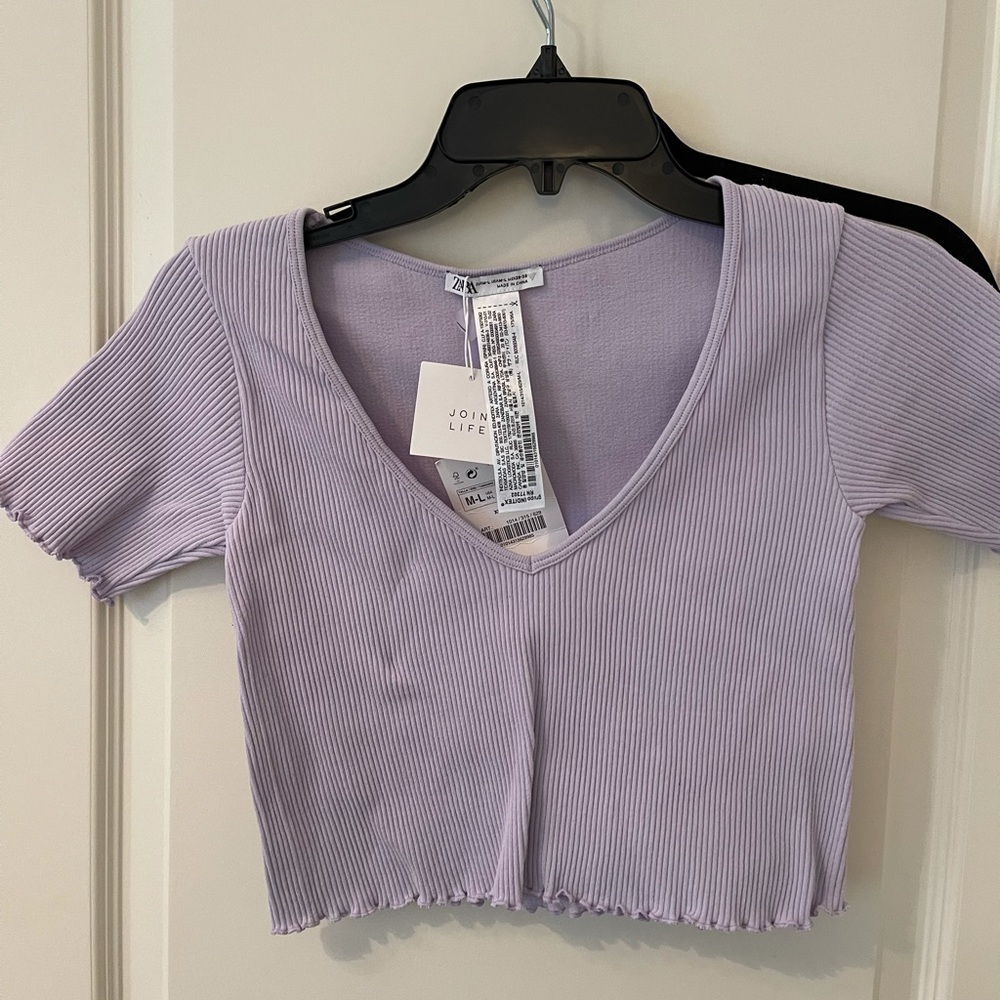 ZARA lavender crop top size medium-large